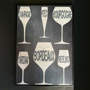 ワイングラス ポスター アート かっこいい おしゃれ インテリア A2 DarkBlue ワイングラス 男前 ダメージ 海外インテリア ニューヨーク イタリアン レストラン プレゼント 人気 ボルドー ブルゴ