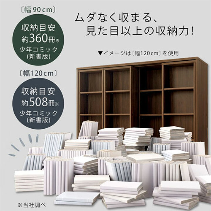 楽天市場】本棚 スライド式 大容量 幅 90/120 cm 漫画 コミックラック 
