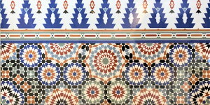 【250×500mmサイズ】【3,980円以上で送料無料】「モロッコタイル 50E」幾何学 タイル デザインタイル モロッカンタイル 壁用 輸入タイル 長方形 バラ売り DIY リフォーム リノベ 内装 キッチン