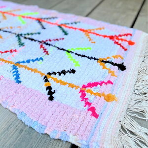 �yS /100×60cm�z�����b�R ���O�u�{�V�����E�B�b�g001� Moroccan rug �t���A�}�b�g �~�j���O �{�V�����E�B�b�g Boucherouite ���T�C�N�����O ���փ}�b�g �O�~ �J�[�y�b�g �����b�J���C���e���A �t���A