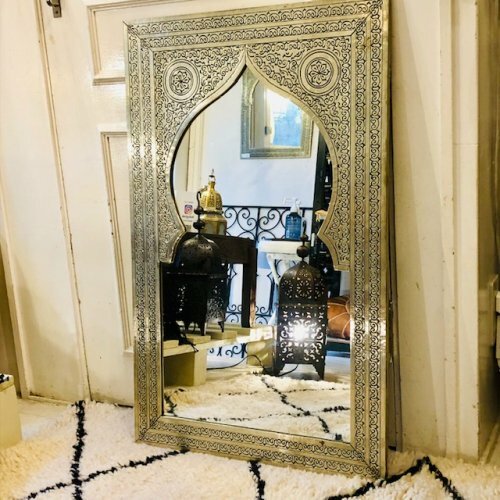 楽天市場】モロッカンミラー 「モスクL シルバー」 モロッコ 鏡 壁掛け