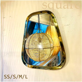モロッコ 真鍮ミラー ｢スクエア SS/S/M/L｣ 楕円 壁掛け ウォールミラー モロッコ 鏡 洗面所 リビング 玄関 壁面レイアウト ランダム かわいい 鏡 おしゃれ ナチュラル 西海岸 リゾート インテリア 韓国インテリア シンプル エキゾチック フレーム ゴールド 美容室 サロン