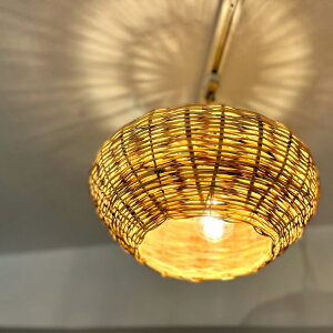 ラタン ランプシェード 「ラウンド」 ペンダントライト 引っ掛けシーリング ラタン家具 モロッコ インテリア シェード コンセント式 天井照明 吹き抜け ペンダントランプ シェードランプ 1