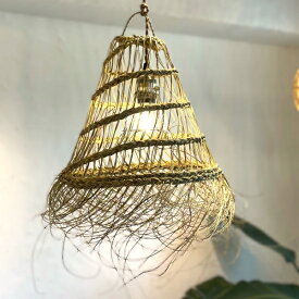 水草ランプシェード「シアー」ペンダントランプ リゾート インテリア 地中海風 照明 カフェ ホテル 店舗 ペンダントライト 天井照明 インテリア照明 西海岸インテリア Boho ナチュラル ボヘミアン ラフィア 吊下げ LED対応 引掛けシーリング