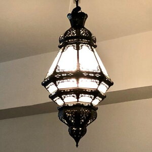 ペンダント照明 「ロザンジュ L」 大型 モロッコランプ ペンダントライト ガラス ランプシェード 天井照明 おしゃれ アンティーク風 吊り下げ照明 吊り下げライト 北欧 リビング インダスト