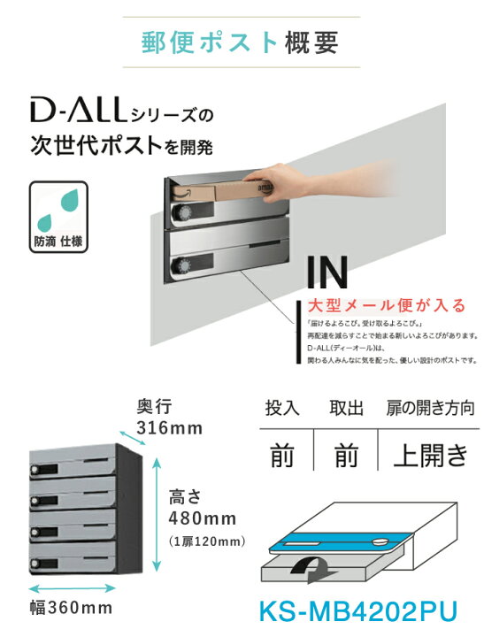 楽天市場】ナスタ 集合住宅向け ポスト+宅配ボックス 4世帯用 D-ALL 
