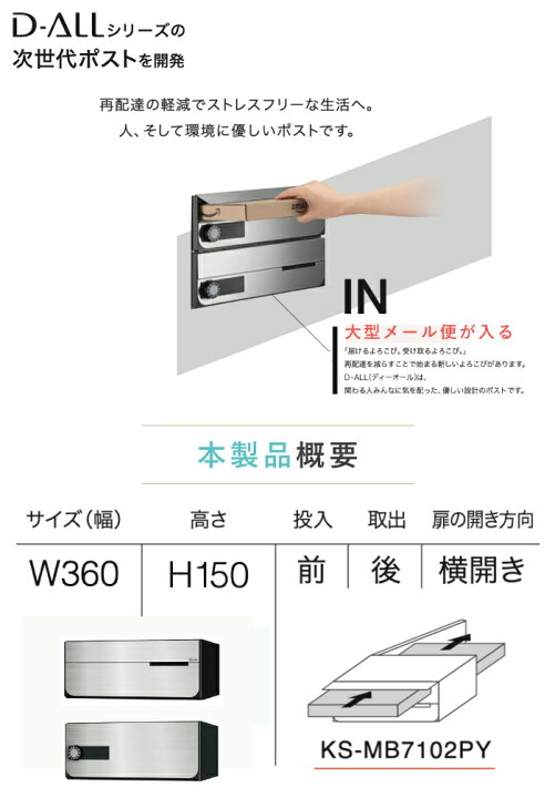 楽天市場】ナスタ 郵便ポスト D-ALL 1戸 屋内仕様 前入 後出 横開き 