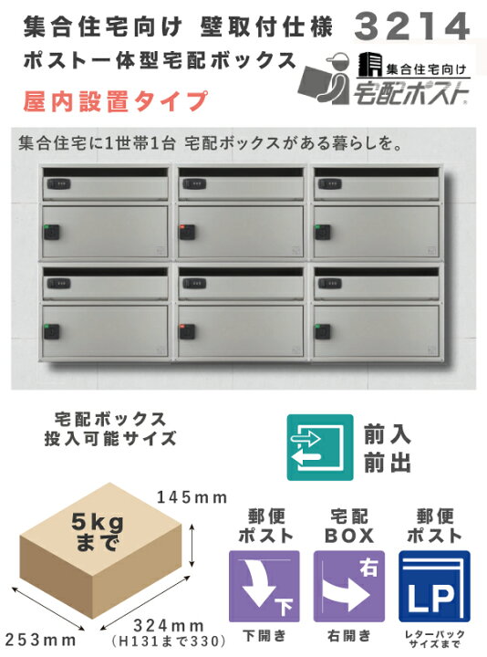 楽天市場】コーワソニア 集合住宅向け 屋内用 宅配ポスト 3214 ポスト 