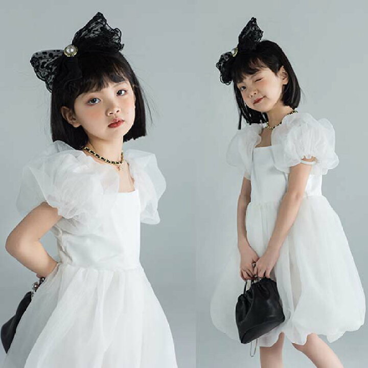 楽天市場】子供 ドレス 半袖 パフスリーブ ピアノ 発表会 ワンピース  