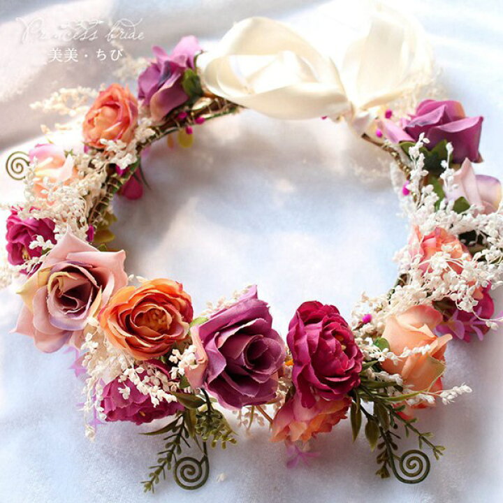 楽天市場 花冠 バラ カラフル花冠 ヘッドドレス ウエディング 手つくり造花 花かんむり 綺麗花冠 ドレス カチューシャ 造花 ブライダル ナチュラル 花輪 結婚式 海外旅行 前撮り ガジェリー