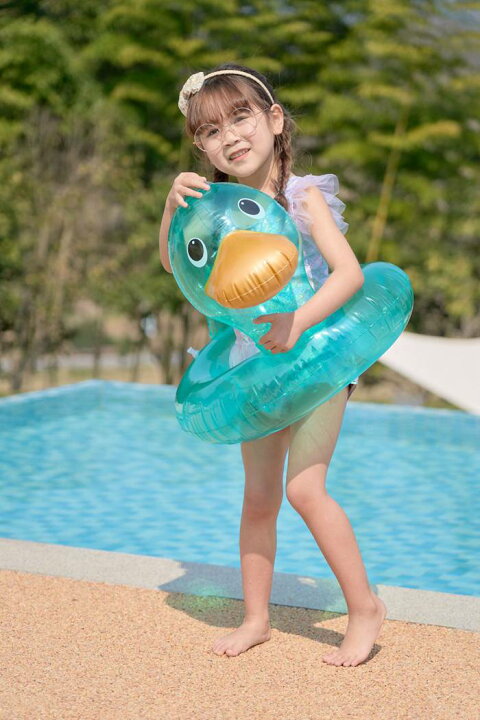 アヒル 透明 浮き輪 キッズ子ども用 足入れなし 海 プール 子供用