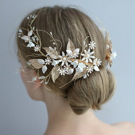 短納期 ヘッドドレス フラワー カチューシャ ビジュー ヘッドピース　ヘアアクセサリー　結婚式 ウェディング ブライダルコンサート イベントお薦めなビーズのお洒落＆上品なヘッドドレス ヘッドアクセサリー 髪飾り ドレス ワンピース 着物にコーディネート小物