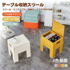収納スツール 収納ボックス 椅子 イス フタ付き テーブルにもなる収納スツール 収納テーブル ミニスツール 天板付き テーブル サイドテーブル おしゃれ 収納 お菓子収納 多機能収納 衣類収納 踏み台 便利 分類 頑丈 無臭 ABS素材 床保護