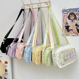 痛バッグ ショルダーバッグ デコ 透明ポケット ビニール キャンバス地 軽量 痛バ ガールズ