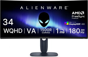Dell AW3425DWM 34�C���` �Ȗ� Alienware �Q�[�~���O���j�^�[(3�N�ۏ�/WQHD/VA�����,1500R�Ȗ�/DP1.4x1,HDMI2.1x2/DCI-P3 95%/��������,�X��/1ms,180Hz/FreeSync Premium,VESA DisplayHDR 400) �y�V�i�z