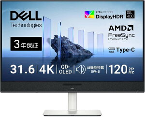 Dell S3225QC 31.6�C���` �L�@EL ���j�^�[(3�N�ۏ�/4K/OLED,�R����/USB-Cx1,HDMIx1/�����X�s�[�J�[/120Hz/0.03ms/AMD FreeSync Premium Pro/DisplayHDR True Black 400/DCI-P3 99%/��������,�X��) �y�V�i�z