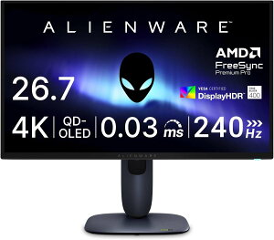 Dell AW2725Q 26.7�C���` �L�@EL Alienware �Q�[�~���O���j�^�[(3�N�ۏ�/4K/QD-OLED�R����/DP1.4x1,HDMI2.1x2/DCI-P3 95%/�c����],��������/0.03ms,240Hz/Free-Sync Premium Pro,VESA DisplayHDR True Black 400) �y�V�i�z