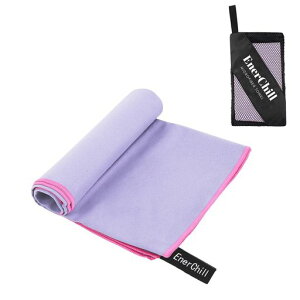 EnerChill速乾タオルビーチスポーツタオルマイクロファイバースイミングプールタオルコンパクト軽量汗拭きアウトドアジム登山旅行運動髪バスタオル(ラベンダーSサイズ(40x80cm))