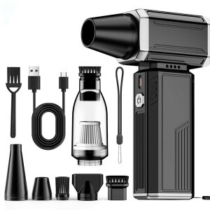 エアダスター電動エアダスターブロワー充電式180000RPMターボファンほこり除去&吸塵2in1強力鼓風機無段階速度調節クリーニングブラシ付き3種類ノズル迅速充電コンパクト設計車キーボード…