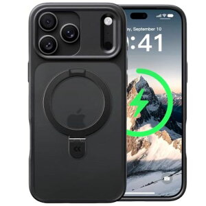 CASEKOO for iPhone 18 Pro / 17 Pro �P�[�X MagSafe�Ή� �B���X�^���h 6.3 �u���b�N