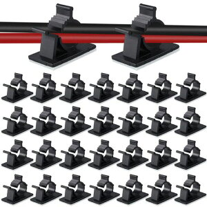 ケーブルクリップコードクリップケーブルホルダー4階段調節可能Mサイズケーブル収納コード管理結束固定ベース3M両面テープコードフックケーブル固定具ケーブルドロップ粘着シート付…