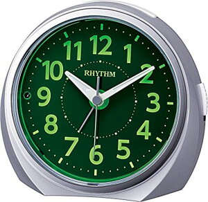 リズム(RHYTHM)目覚まし時計アナログルークR666夜見える暗所ライト自動点灯連続秒針集光文字板電子音アラーム銀色RHYTHM8RE666SR19