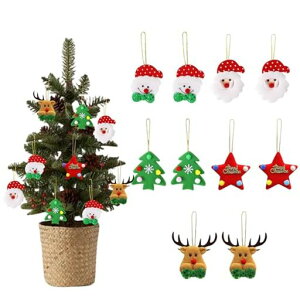 フェルトクリスマスオーナメント10個セット可愛いサンタクロース雪だるまトナカイクリスマスツリー星フェルトクリスマス人形ぬいぐるみ吊りクリスマスツリーオーナメント飾りクリス…