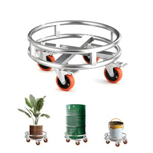 YASICA運搬用タンク台車寸胴鍋用ステンレス製全周ガイド型円形台車荷重300kg移動便利ドラム缶運搬車ドラム缶キャリー鍋タンク大型鉢業務用作業用(直径37cmハンドルなし)