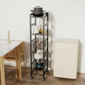 キッチンワゴン収納カート5段クッキング収納引き出しバスケットラック隙間収納スライド式移動式キャスター付きブレーキ付き組立簡単小物すき間ワゴン整理棚炭素鋼製各層バスケット…