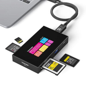 DOCKCASE8-in-1CFexpressTypeB/TypeA�J�[�h���[�_�[�^�b�`�X�N���[������UHS-IISD/microSD�X���b�g�A4KHDMI�AUSB-C&USB-A3.2Gen2(10Gbps)�A100W