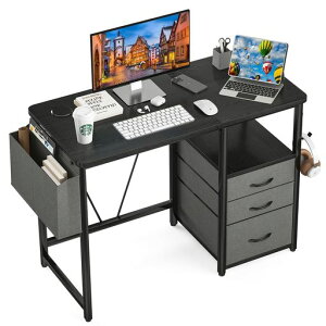 Sunonデスクパソコンデスクラック付きpcデスク幅100cmx奥行60cm机引き出し付き勉強机ドリンクホルダーデスク在宅ワーク作業机テレワークブラック