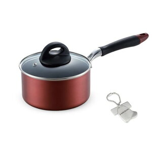 J-kitchens片手鍋16cmガラス蓋付IH対応ガスふっ素樹脂加工ワインレッドオリジナルカンキリくんT付