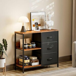 IKIFLY収納チェスト棚付き洋服タンスリビングチェストコンセント付きキャビネットUSBポート布製引き出し箪笥リビング収納布製引き出し収納ケース衣類収納軽量コンパクト省スペーススリ…