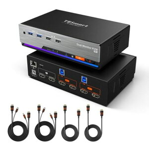 TESmart 8K@60Hz HDMI KVM�X�C�b�` 2�䃂�j�^�[2��p�\�R���p
