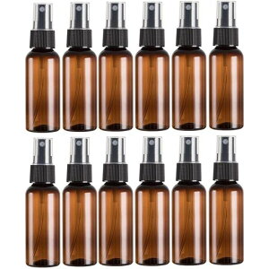 雪?千美スプレーボトル12本セットPET詰め替えボトルブラウン空容器遮光瓶霧吹き50ml