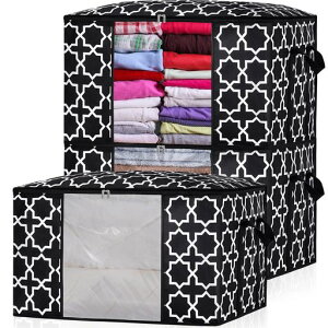 LHZK布団収納袋大容量3点セット持ち手とファスナー付き布団袋折りたたみ式透明窓付き羽毛布団収納袋衣類毛布収納掛け布団敷布団の収納に適しています通気性が良い省スペース不織布製…