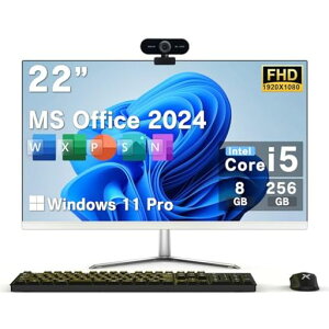 VETESA ��̌^PC 22�^�t��HD/IPS�p�l��/Win 11/MS Office 2024/Corei5/������ 8GB/SSD 256GB/����WIFI/RJ45 LAN�|�[�g/�J����/�����ݒ�� �f�X�N�g�b�v�p�\�R��