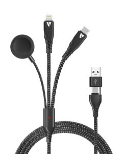 SUPERV5-in-1100W(1.2m)}`[dP[uAAppleWatchpCXAUSBA/USBC/Lightning/Iwatch[dA3䓯d\AiC҂݁A5APDAs̕KiAApple