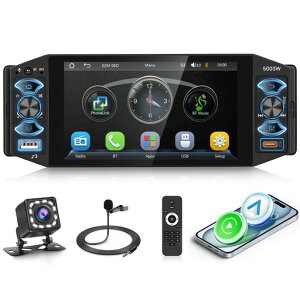 5 �C���` IPS �^�b�`�X�N���[������ 1DIN �J�[�X�e���I ���C�����X CarPlay/Android Auto�A�~���[�����N�Ή�Bluetooth�AFM/AM/RDS ���W�I�A10 �o���h�C�R���C�U�[�A�X�e�A�����O�X�C�b�`�Ή�
