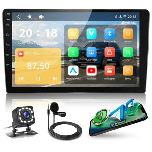 Hodozzy 9�C���` �_�u��DIN�J�[�X�e���I ���C�����XCarPlay�EAndroid Auto�Ή� �A2DIN�^�b�`�X�N���[���J�[���W�IBluetooth�AFM