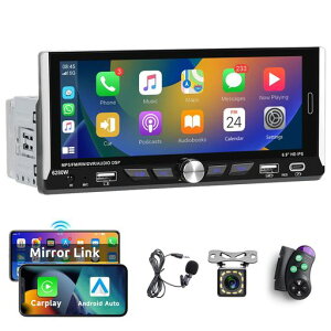 Hodozzy �X�N���[�����t���Ă���Ԃ̃X�e���I 1 �̌����̖���CarPlay �yAndroid Auto�A1DIN 6.9 �C���`�� HD �̃^�b�`�X�N���[���Ԃ̃��W�I Bluetooth �Ԃ̃I�[�f�B�I��M�@�w�ʐ}�̃J���� �~���[���c