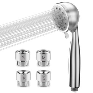 Falalaシャワーヘッドナノバブル節水ミスト5段階モード水流調整水漏れ防止取付簡単シャワーヘッド高水圧低水圧お風呂用品プ(銀)