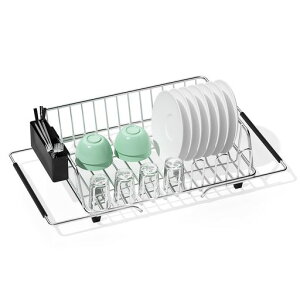 FLYZY伸縮式シンクディッシュ水切りラックシンクの上伸縮式食器かごステンレス乾燥ラック水切りラック収納食器水切り棚