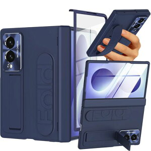 NINKI�K��Galaxy Fold 8 (Fold Wide) �P�[�X ���X�g�o���h �t�B������̌^ �L�b�N�X�^���h�t�� (�u���[)