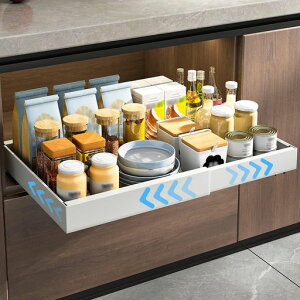 BQKOZFIN【1個セット】シンク下収納ラックキッチン下収納幅32-52cmまで調整スライド式引き出し2段大容量洗面台下収納ラック収納棚隙間収納小物整理省スペース調味料収納用品おしゃれ防汚…