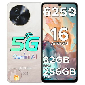 5G �X�}�z DOOGEESmart NOTE59PRO SIM�t���[ Android16 �X�}�[�g�t�H�� �{�� GeminiAI �A���h���C�h�X�}�z 32GB RAM+256GB ROM 8�R�A 6.75�C���` 6250mAh �� �w�� �F��