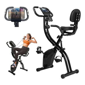 ジェアンケフィットネスバイク静音折りたたみ機能付き背もたれ付きスマホトレー搭載10段階負荷調節トレーニング家庭用エアロバイク運動器具有酸素運動(ブラック)