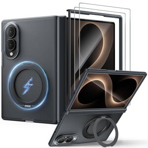 WSKEN Galaxy Z Fold 8 �Ή� �P�[�X ���C���C�����X�[�d�Ή� 360°��]�����O�X�^���h �ČR�K�i �ϏՌ� �u���b�N