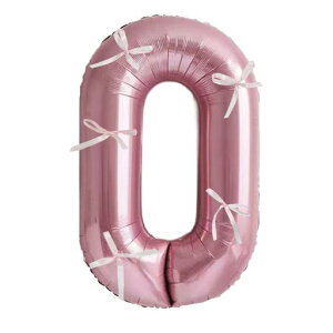 WALALAGOFUN32インチバルーン数字風船ピンクのリボン結びリボン付きSNS映えデコ厚手アルミ箔屋外対応誕生日・結婚式・記念日装飾(ピンク0)