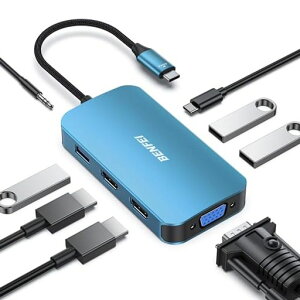 BENFEIUSBC8in1nuhbLOXe[VDockingstationMST2xHDMIVGAUSB-C3xUSB3.0100WPD[d3.5mmI[fBIWbNiPhone15Pro/Max